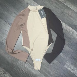 NWT! PLT colour block mock neck bodysuit